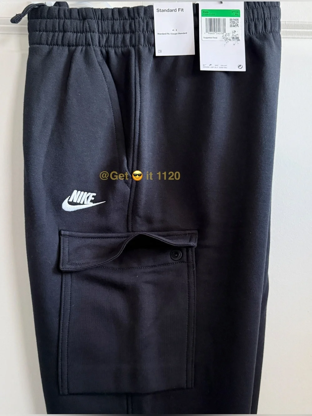 Nike Sportswear Club Fleece Big Kids' Cargo Pants FD3012-010 Black Size XL Youth